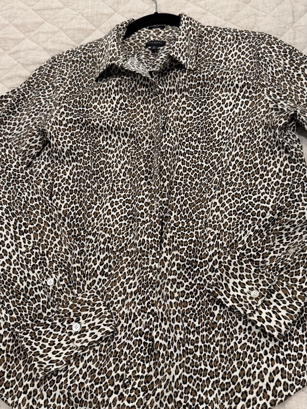 Talbots Leopard Print Button Down Shirt Size 12